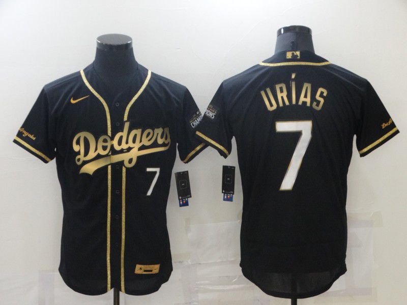Men Los Angeles Dodgers #7 Urias Black Gold Elite New 2021 Nike MLB Jersey